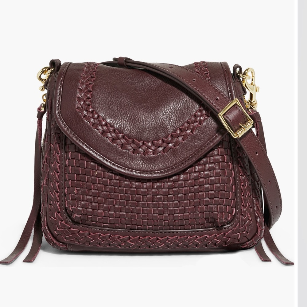 Aimee Kestenberg All For Love Mini Woven Leather Crossbody, True Plum, like new